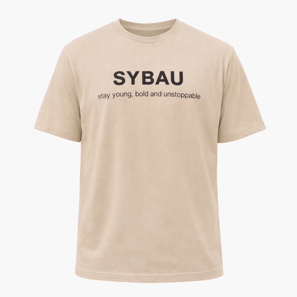 SYBAU-Unisex Oversized Beige T-Shirt