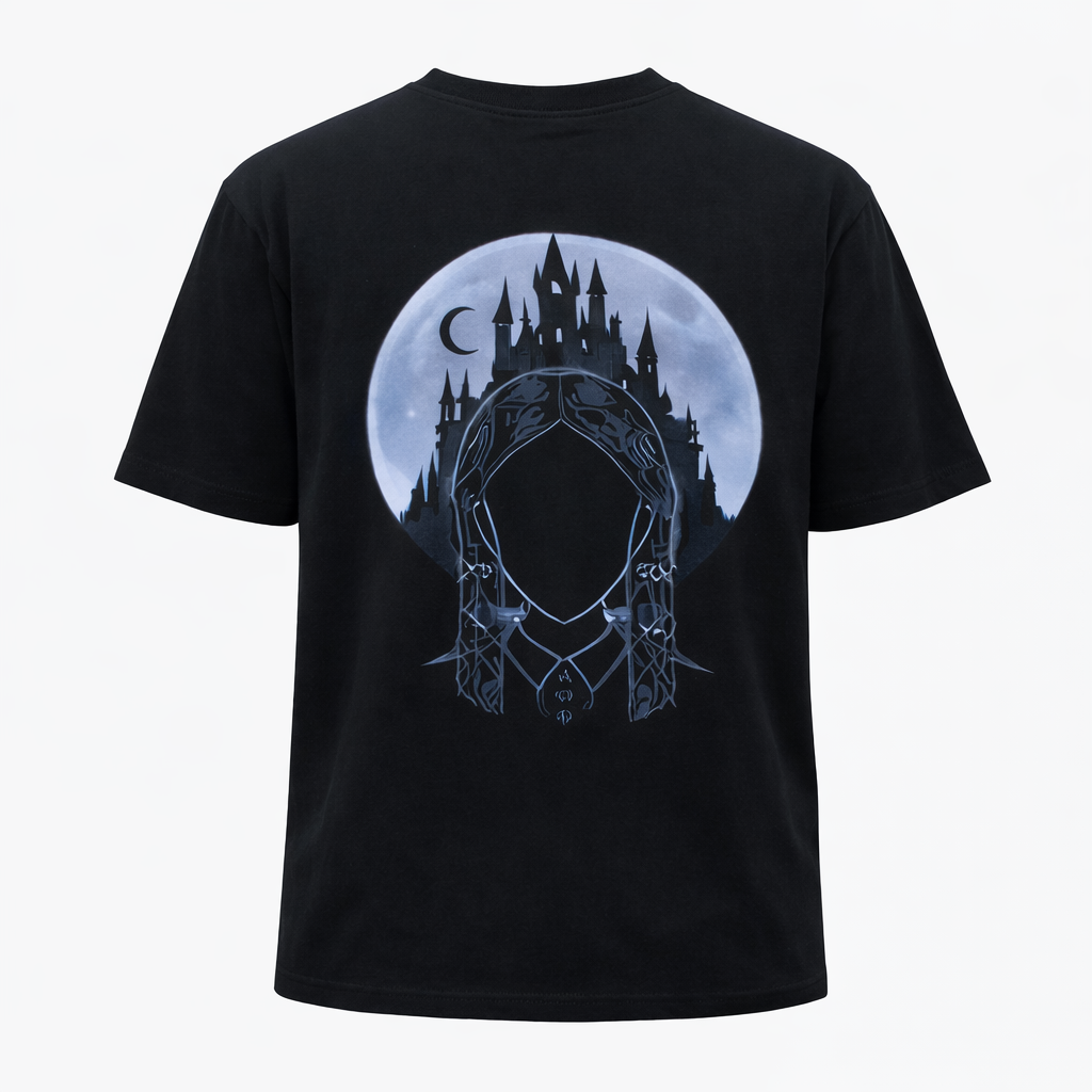 Night Castle – Unisex Oversized Black T-Shirt